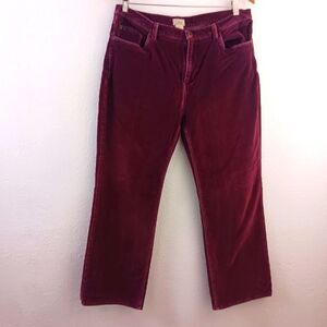 L.L. Bean Pants Womens Purple Wine Velvet Straight Leg Mid Rise size 14P